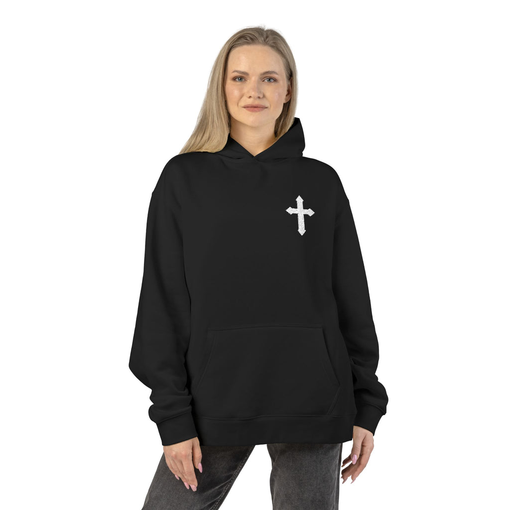 HAVOC, Minimal Distressed Cross Hoodie — Christian Faith Pullover